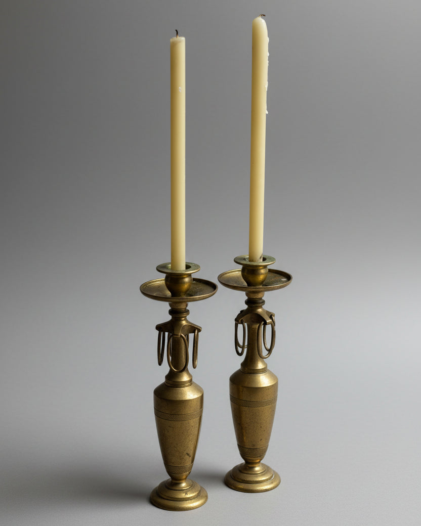 Pair of French Empire Candleholders, Late 19th Century — lifestyle setting