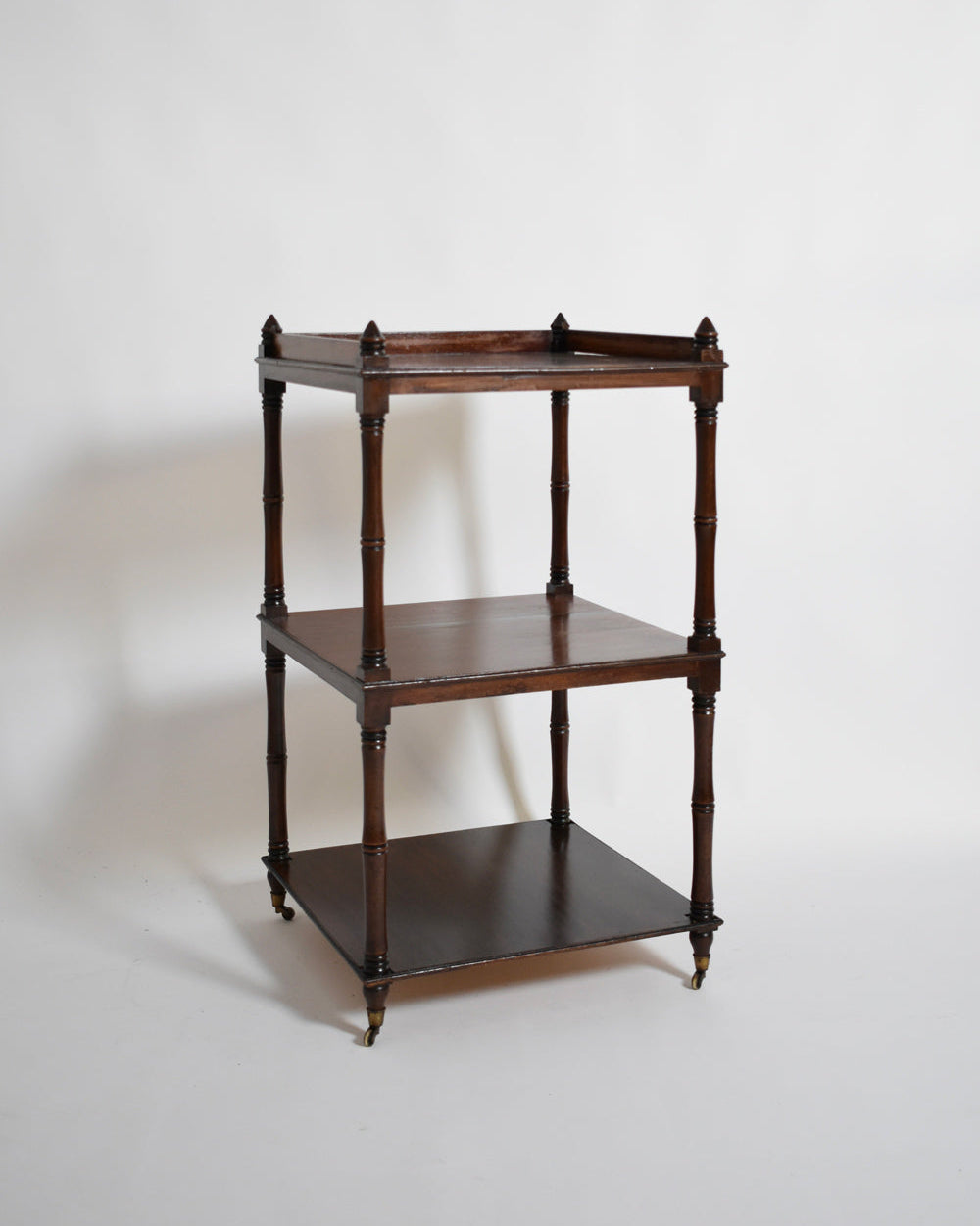Faux Bamboo Bookshelves Pedestal Table, 1960s by Barracuda Interiors | The Oblist — vintage wood design