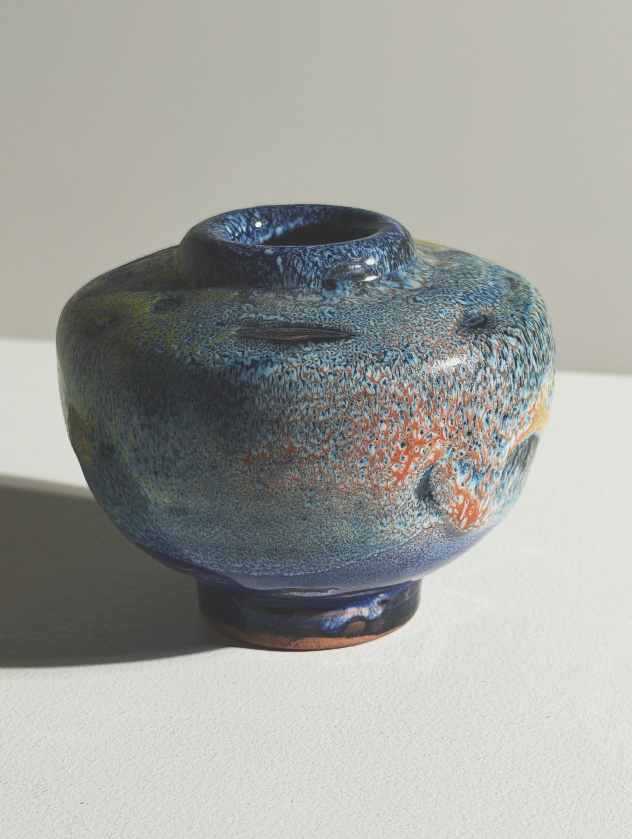 Small Ceramic Vase, Vallauris, circa 1960 by Figuresdesign | The Oblist — handcrafted blue glaze finish