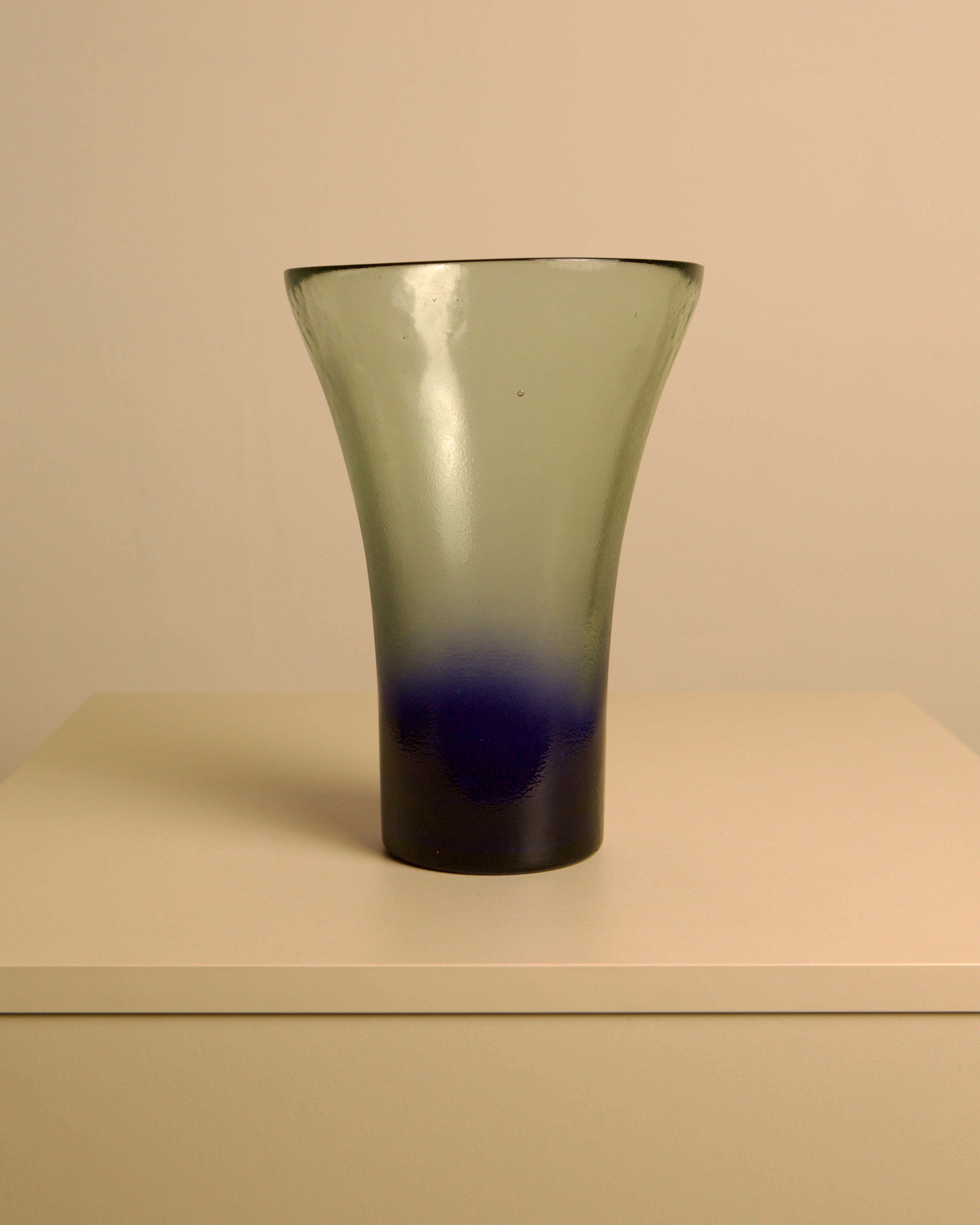 Italian Vase in Opaque Murano Glass, 80s by Treaptyque | The Oblist — handcrafted glass, green and blue