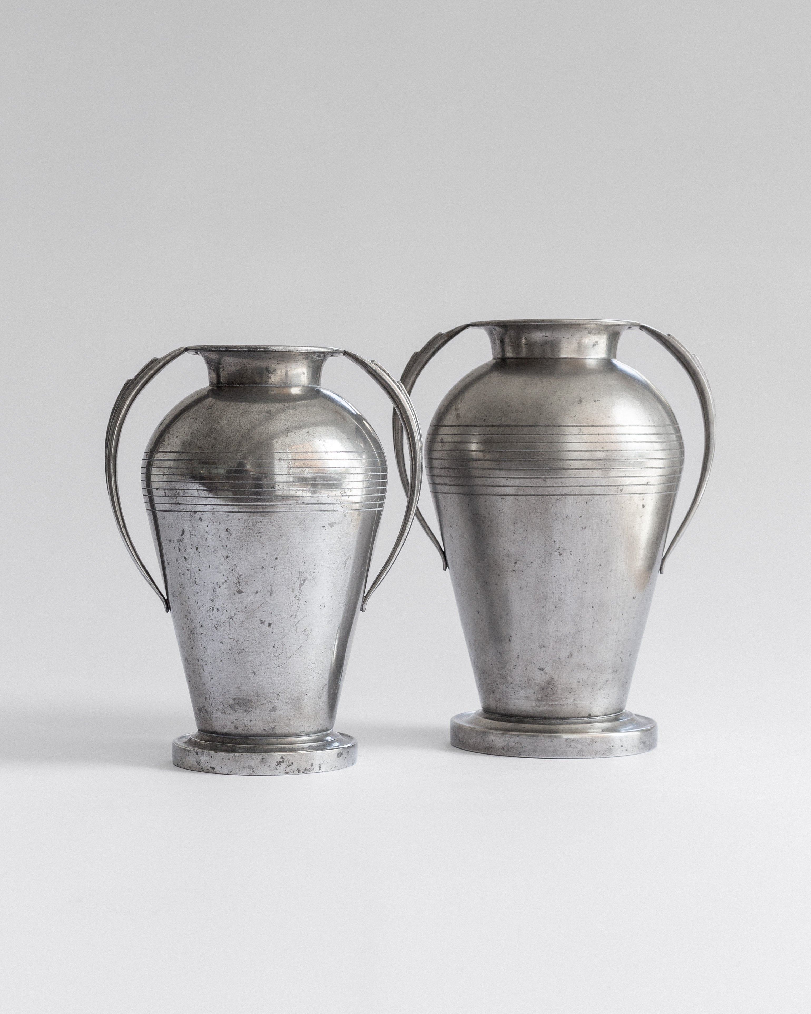 Monumental Art Deco Pewter Vases by GAB, Sweden, 1930s by Spigel | The Oblist