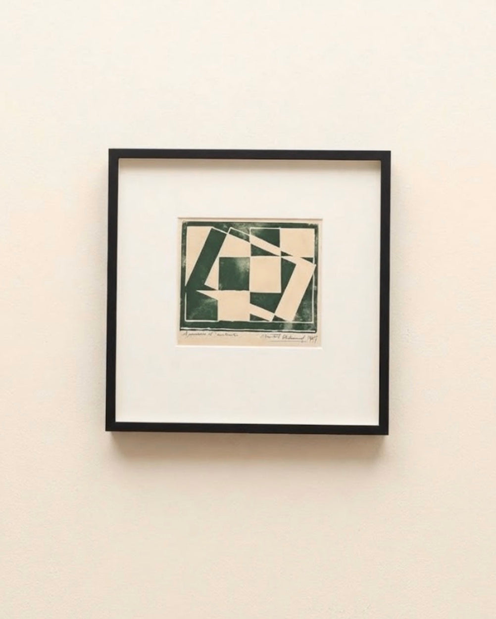 Midcentury Silkscreen Print in Dark Green by B. Ohlund by Médecine | The Oblist