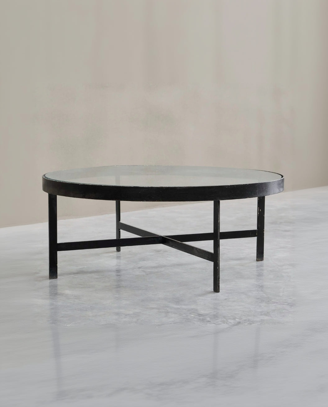 Janni van Pelt Coffee Table in Patinated Metal and Glass The Netherlands 1950s by ORNAMENTUM | The Oblist