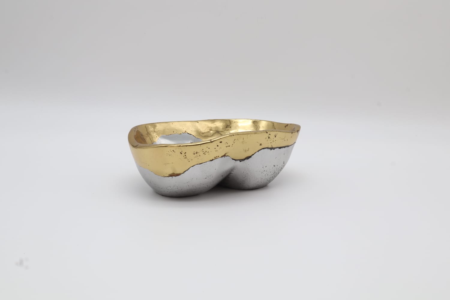 Brutalist Aluminum & Brass Vide-Poche by David Marshall (Spain, 1970s/1980s) — detail view
