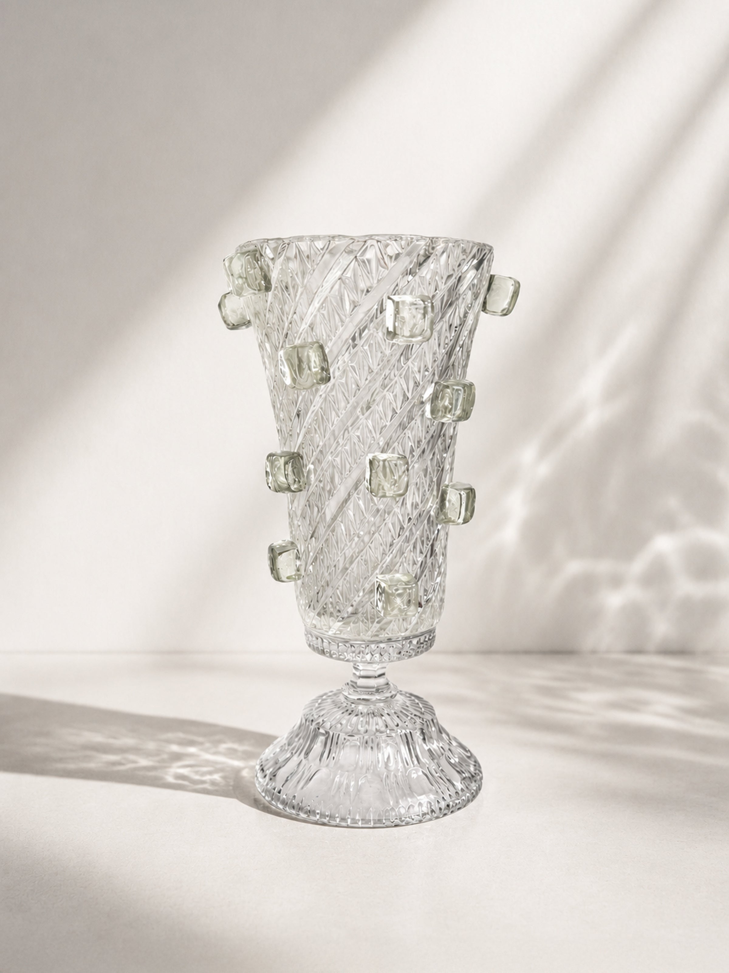 Brutalist Crystal Glass Celery Vase - 1960s by Dodo Vintage | The Oblist