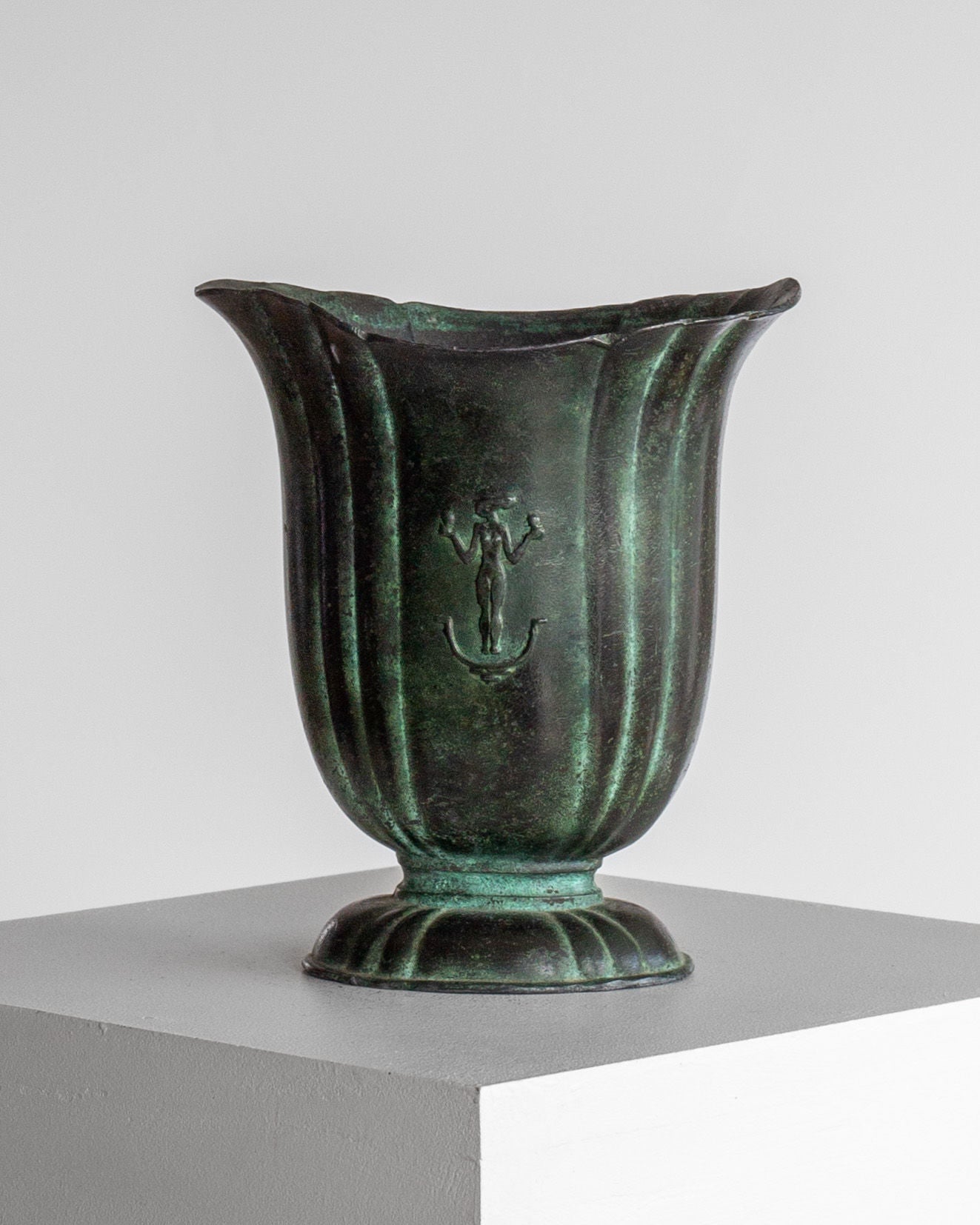 Cast Iron Art Deco Vase by C.G. Hallberg