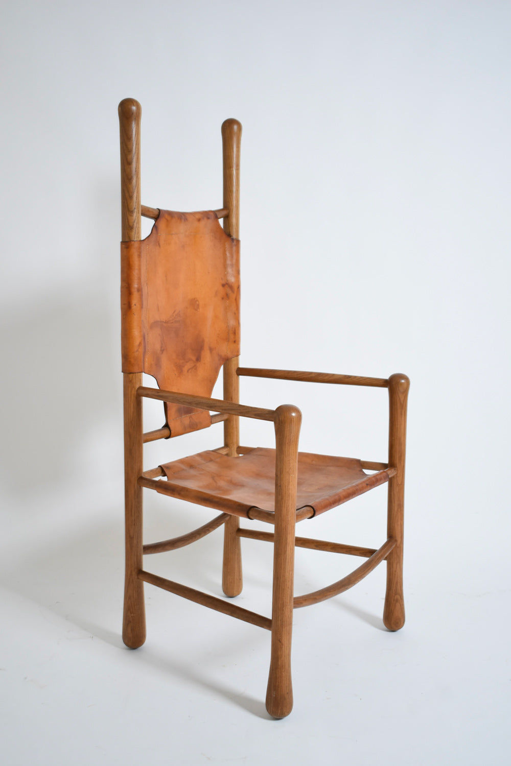 Oak and Leather Armchair, 1960s