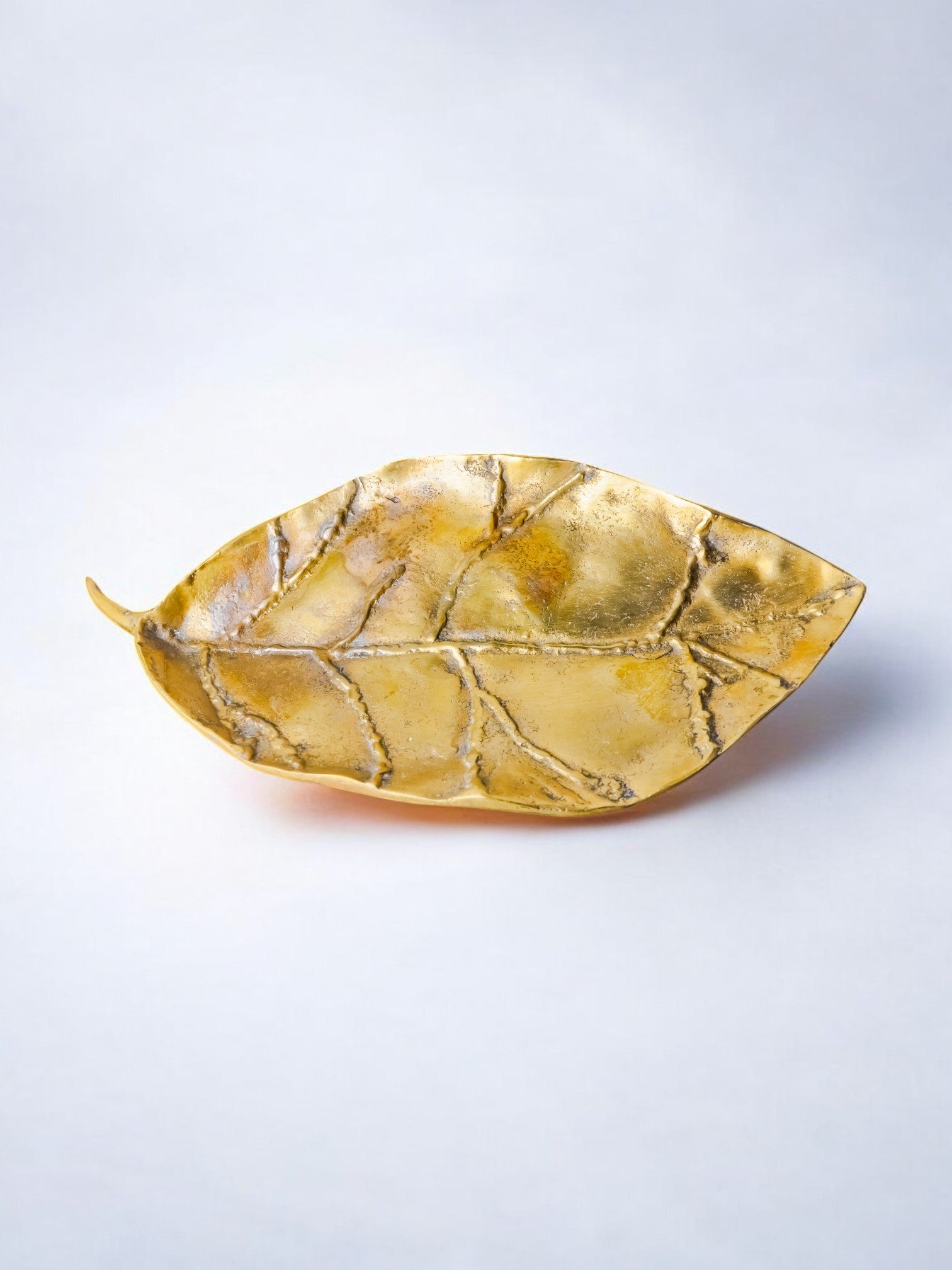 Plateau Feuille Brutaliste par David Marshall en Bronze, années 1980
