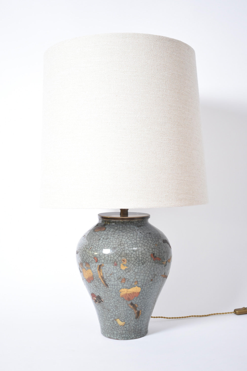 Chinese Celadon and Gold Lamp, XIXth c.