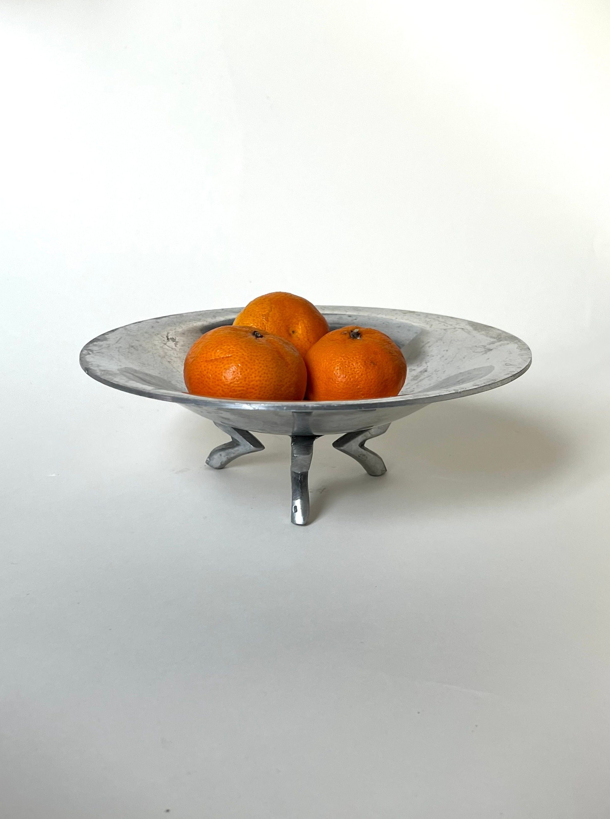 Footed Decorative Metal Dish in antique bronze finish for home decor