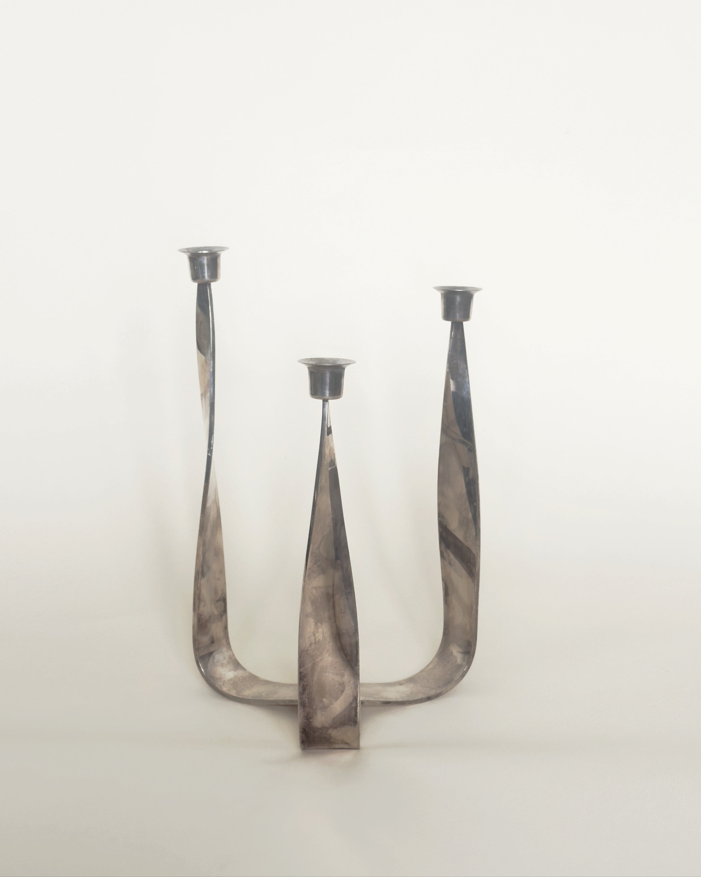 Italian Silver-Plated Ribbon Candelabra