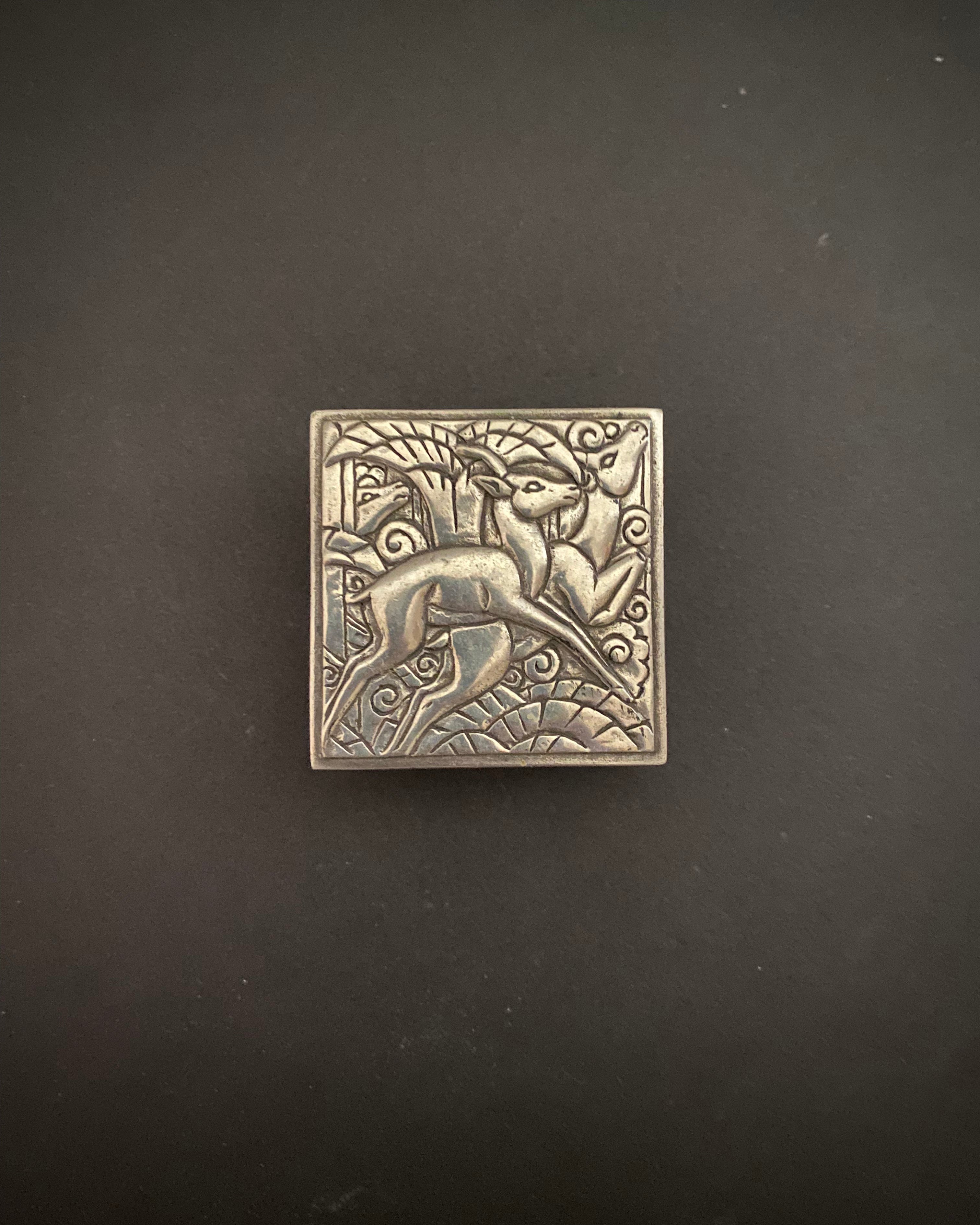 Art Deco Style Handcrafted Pewter Trinket Box