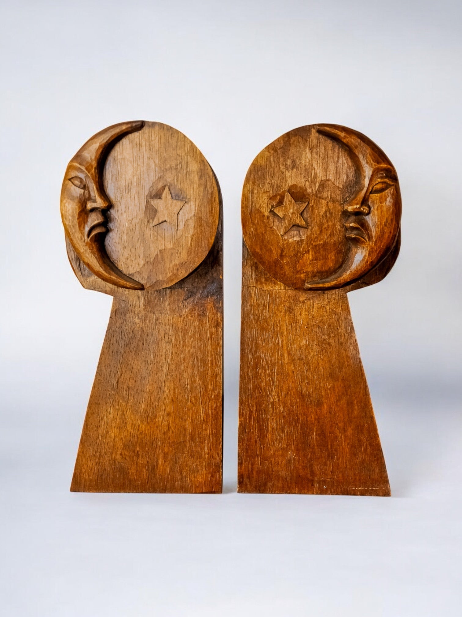 Carved Wood Bookends, France, 1960s