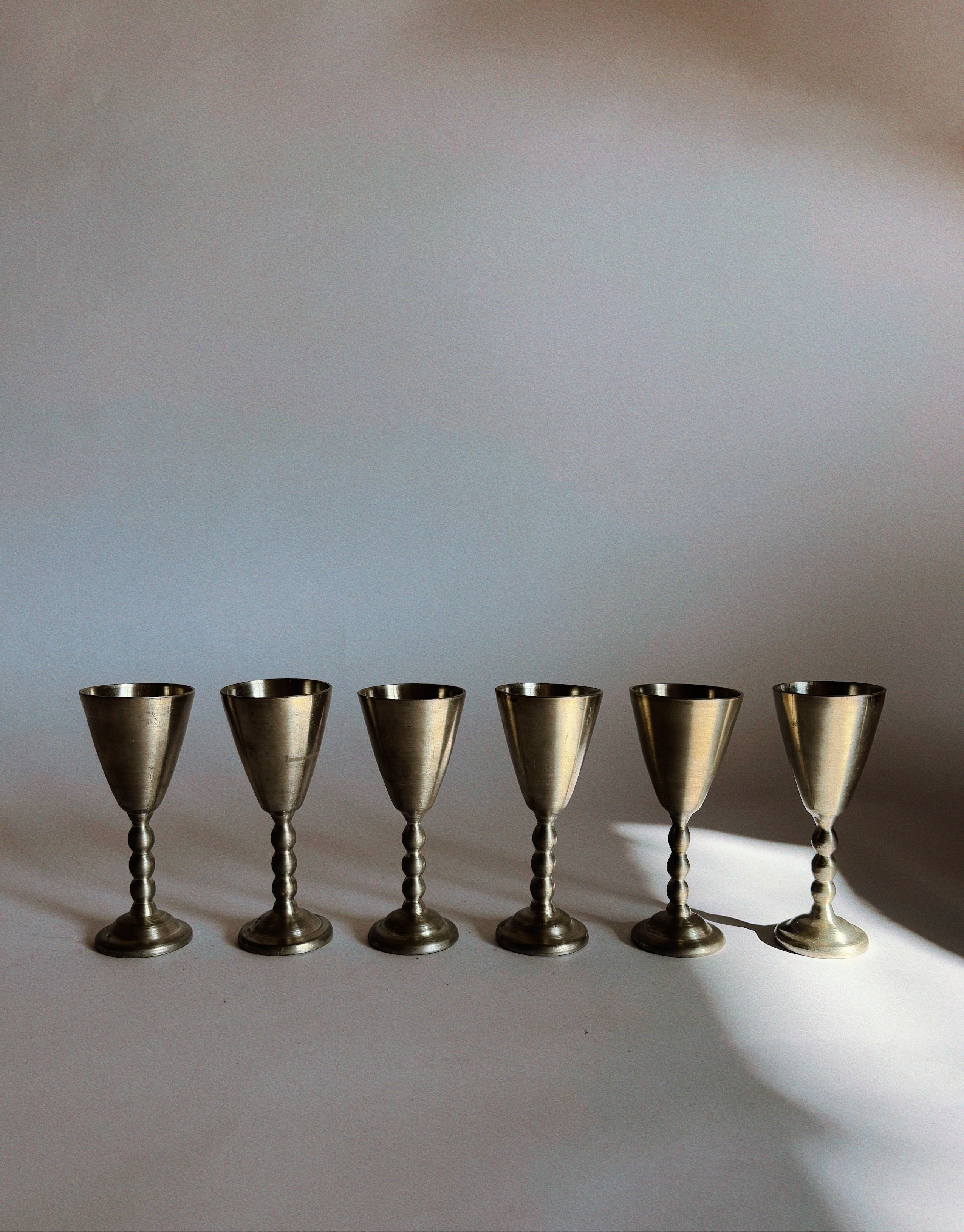Set of 6 Pewter Schnapps Goblets