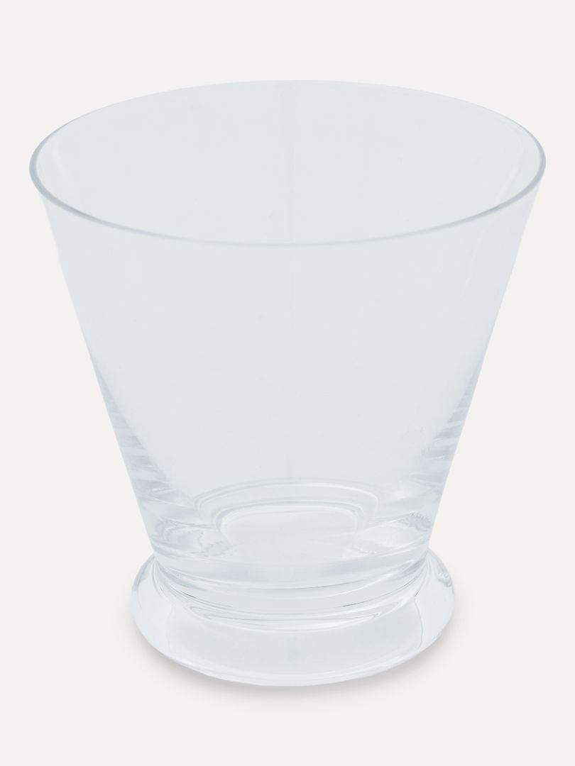 The Walter 03 - Coupé from Service Projects is a set of four clear, empty glass tumblers with a slight taper and a solid base, crafted from lead-free crystal for drinking beverages. They are set against a plain white background.