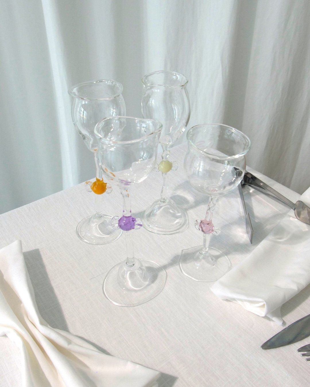 Mouth Blown 'Candy' Wine Glasses