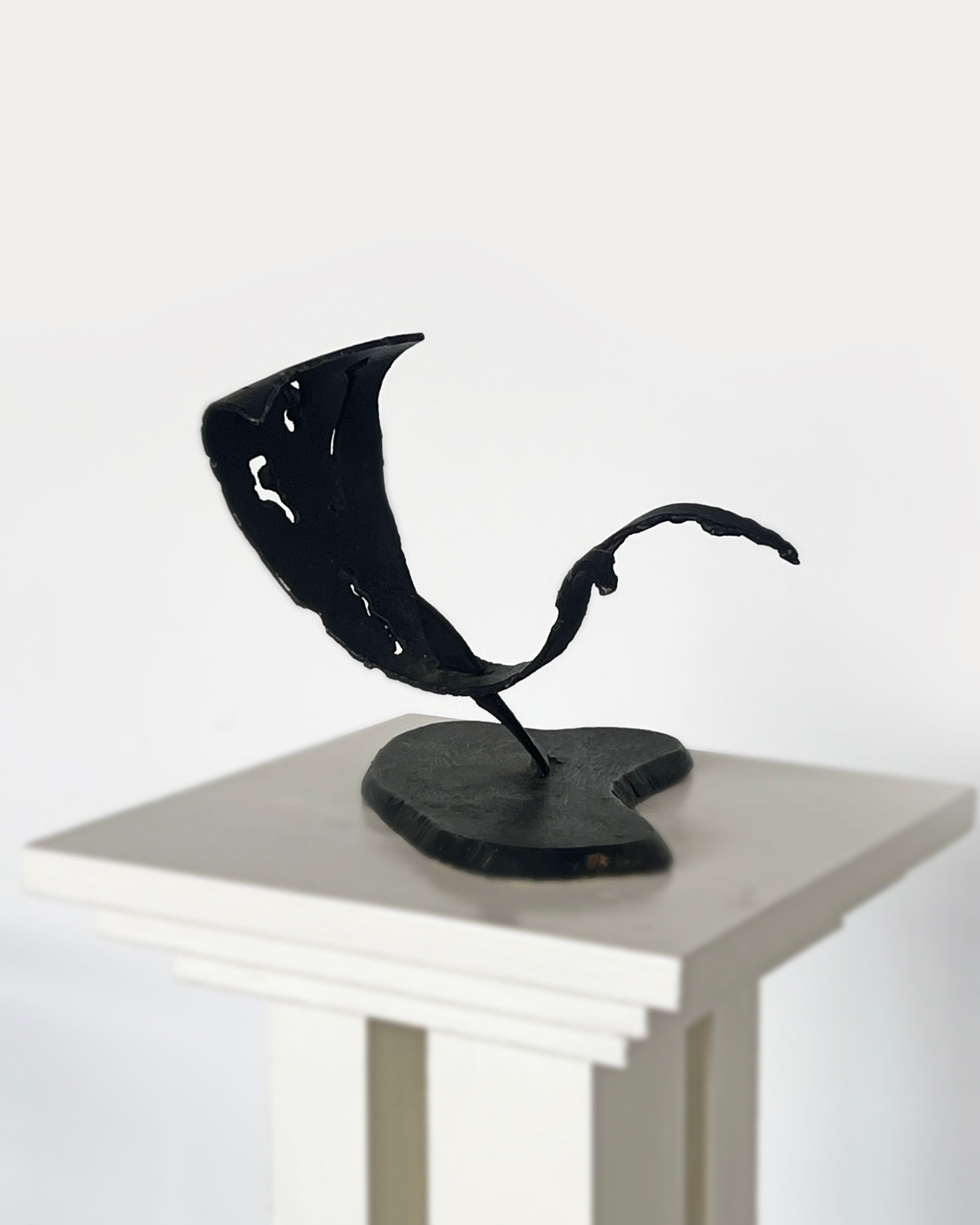 Brutalist iron ribbon sculpture