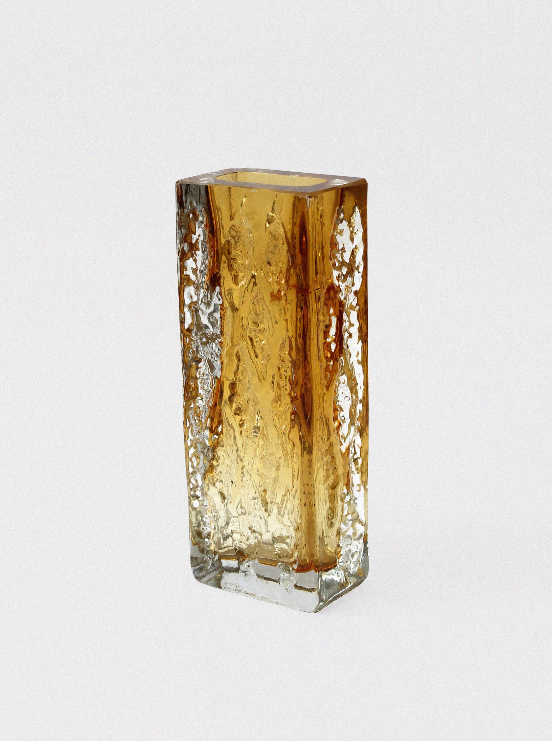 Kurt Wokan Ingrid Glashütte Crystal Amber Glass Vase