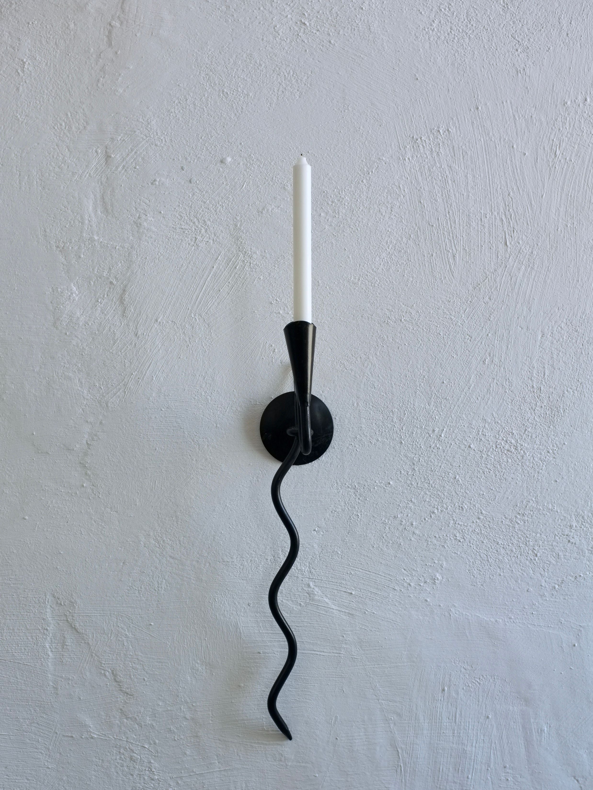 Brutalist Black Snake Wall Sconce Candle Holder, 1960s