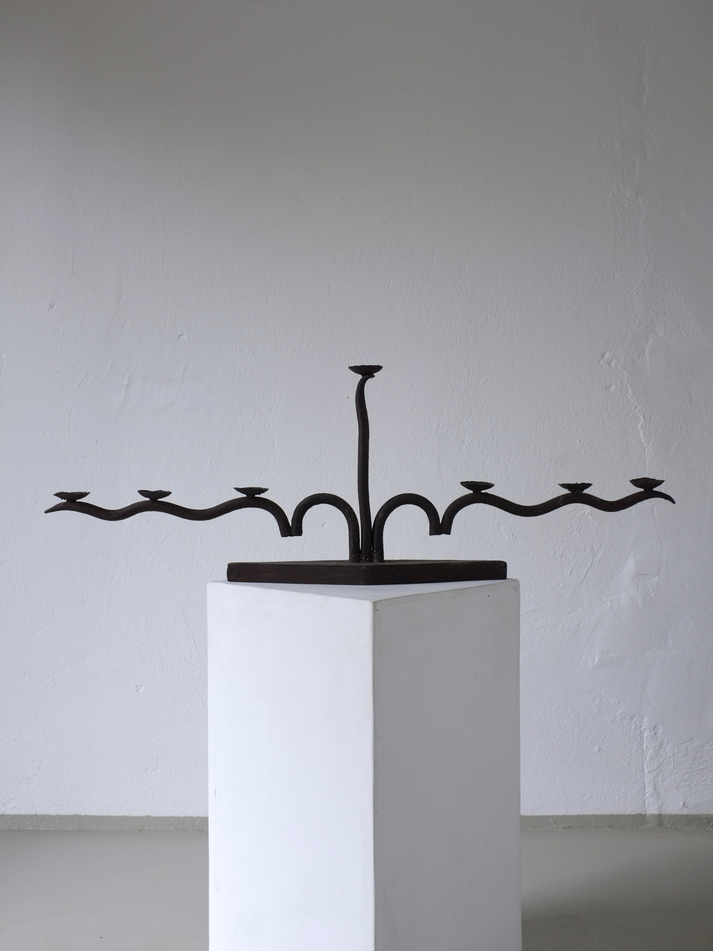 Large Brutalist Wrought Iron Candelabra, 1960s