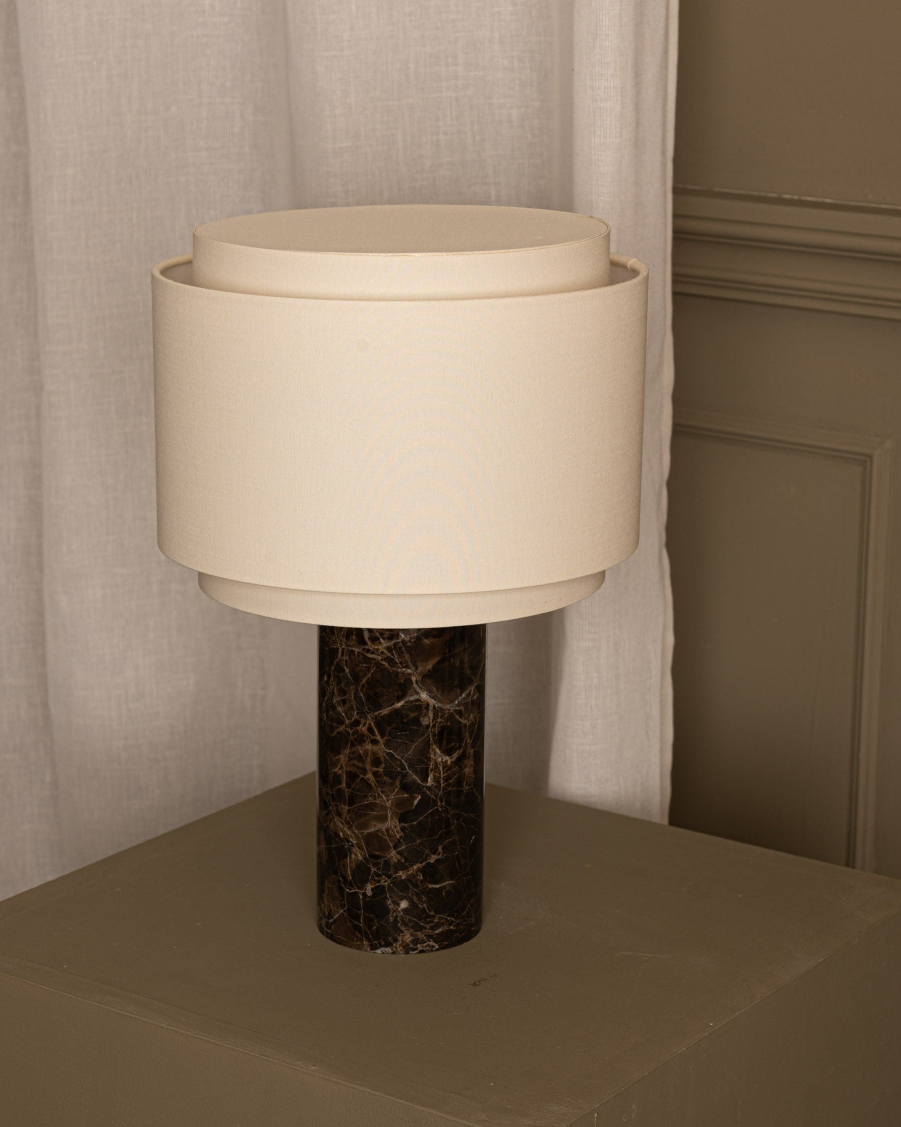 'Pipito Duoble' Table Lamp in Brown Marble