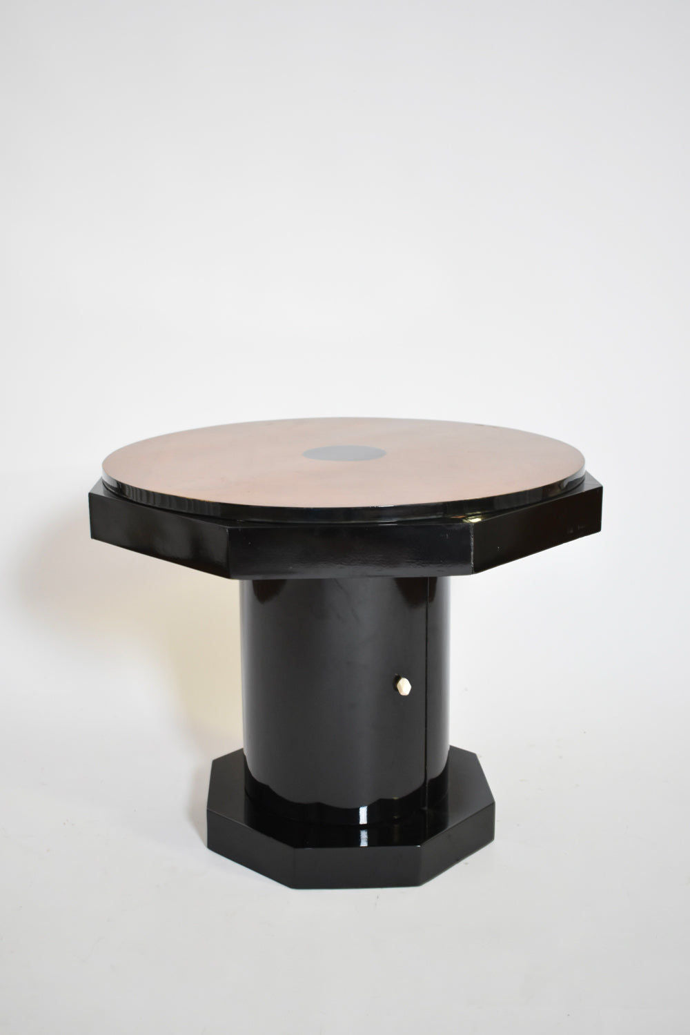 Octogonal Wooden Ebonised Side Table, 1930s