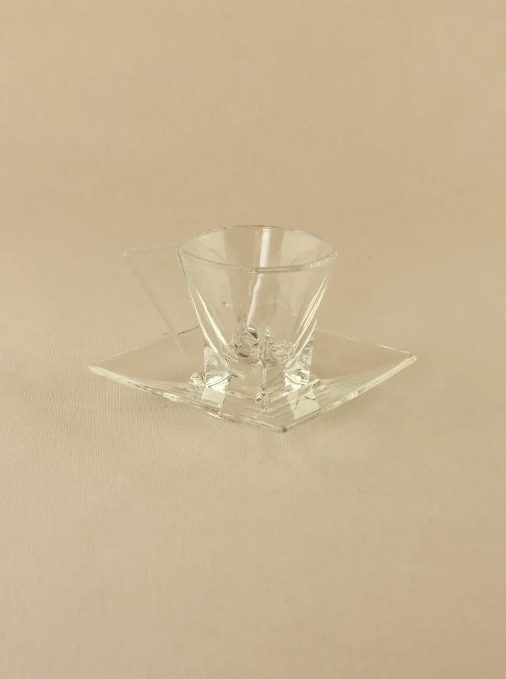 Set of elegant crystal espresso cups, perfect for enjoying rich, aromatic coffee