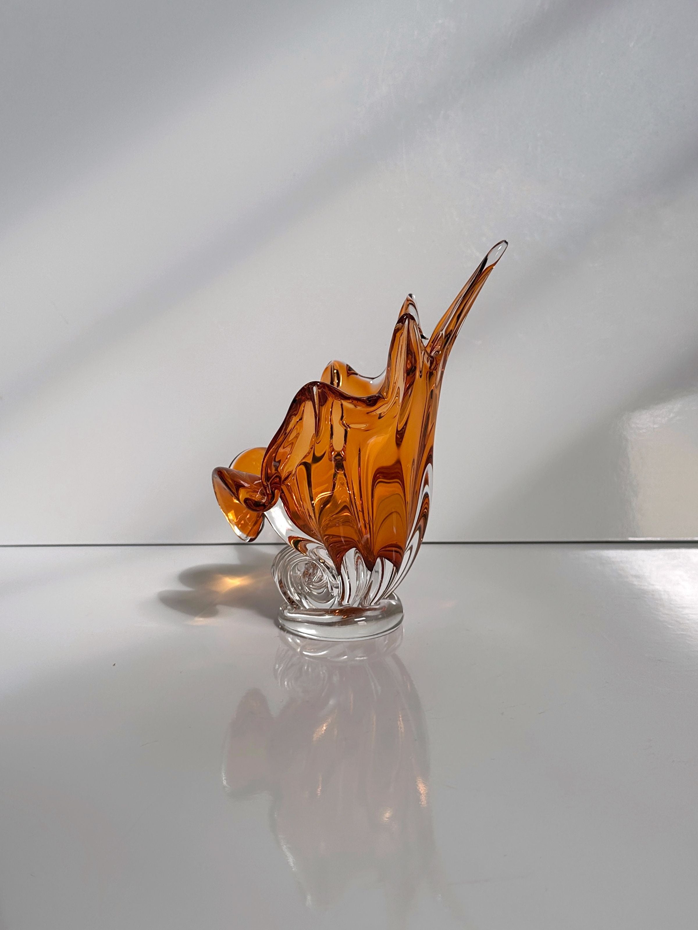 Orange/amber Coloured Murano Shell Bowl