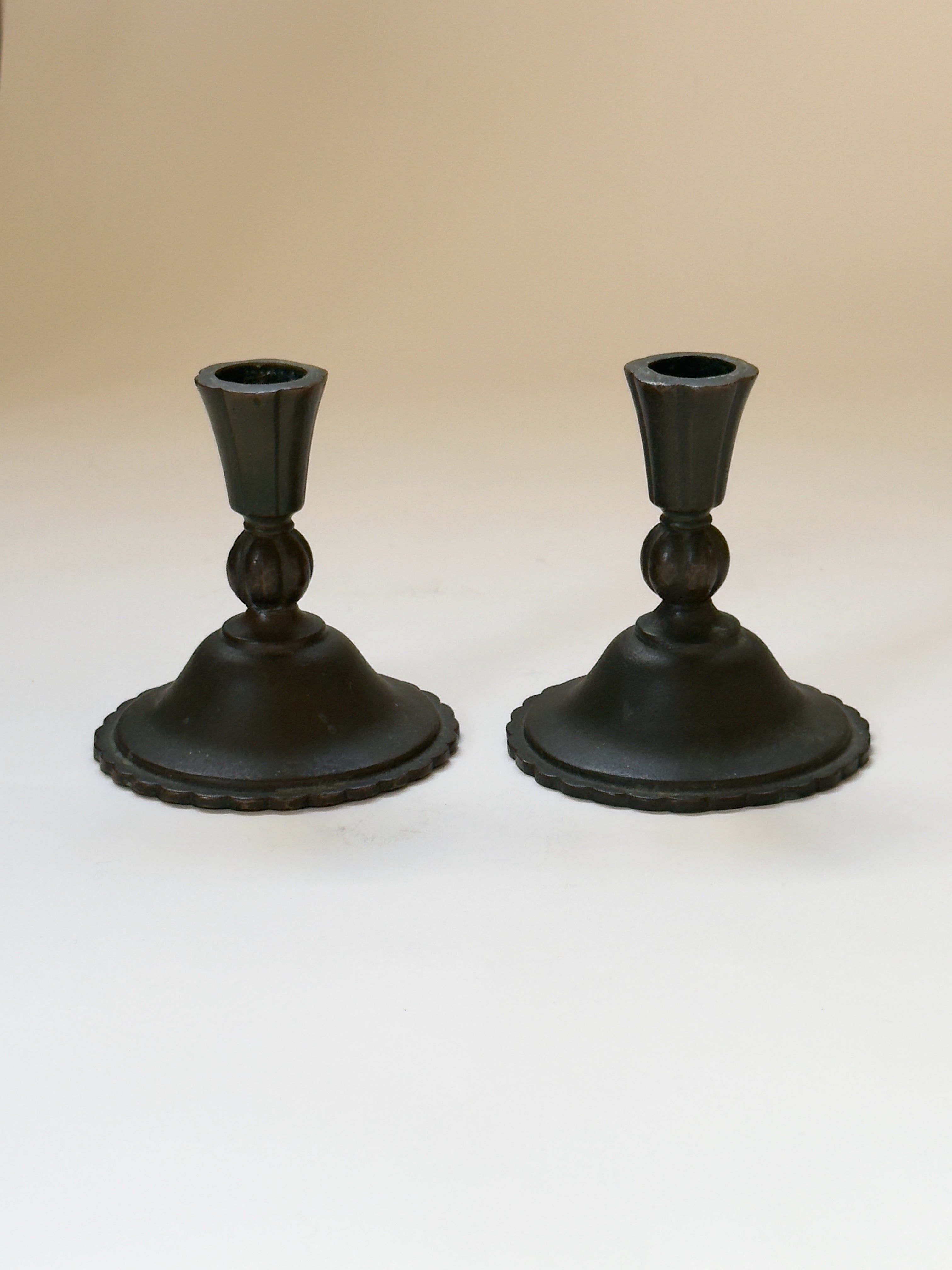Pair of Antique Bronze Candleholders