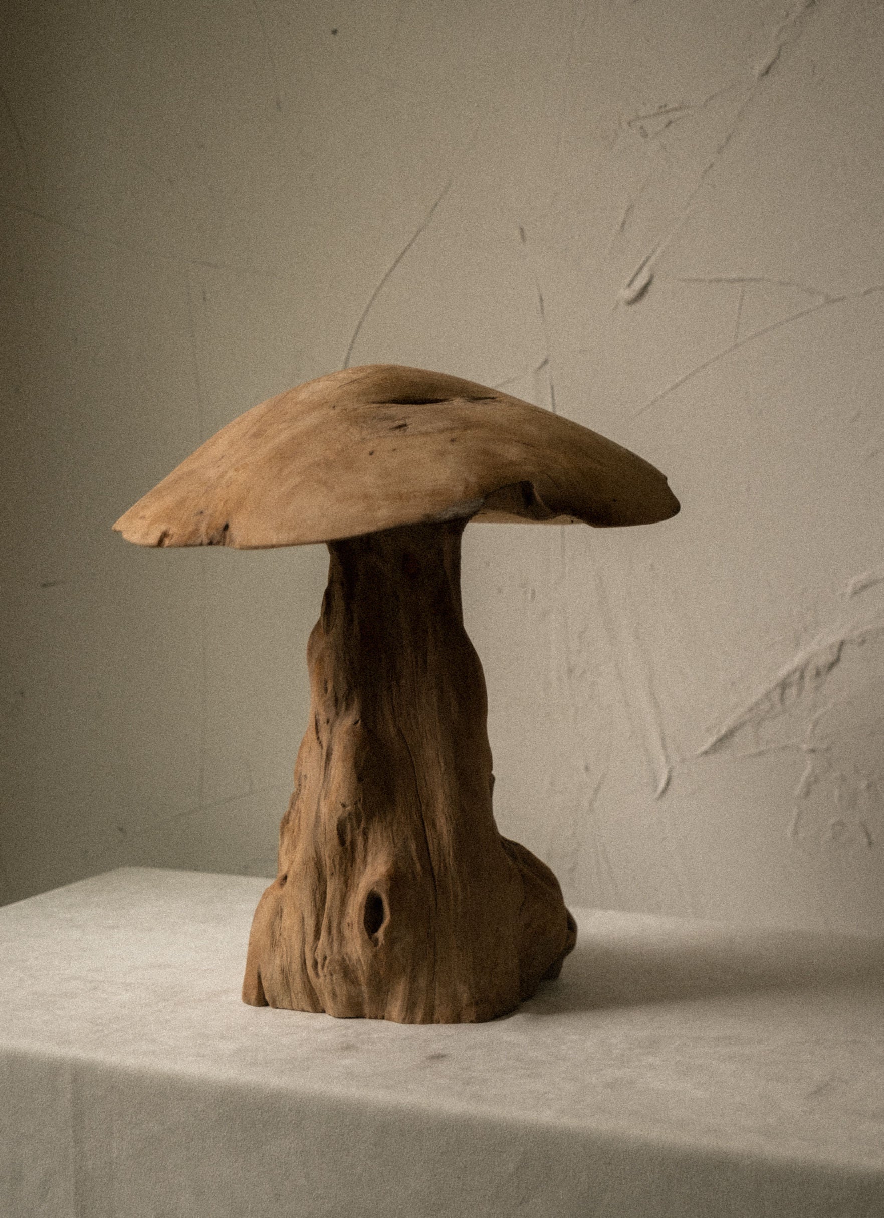 Vintage Teak Wood Mushroom Sculpture