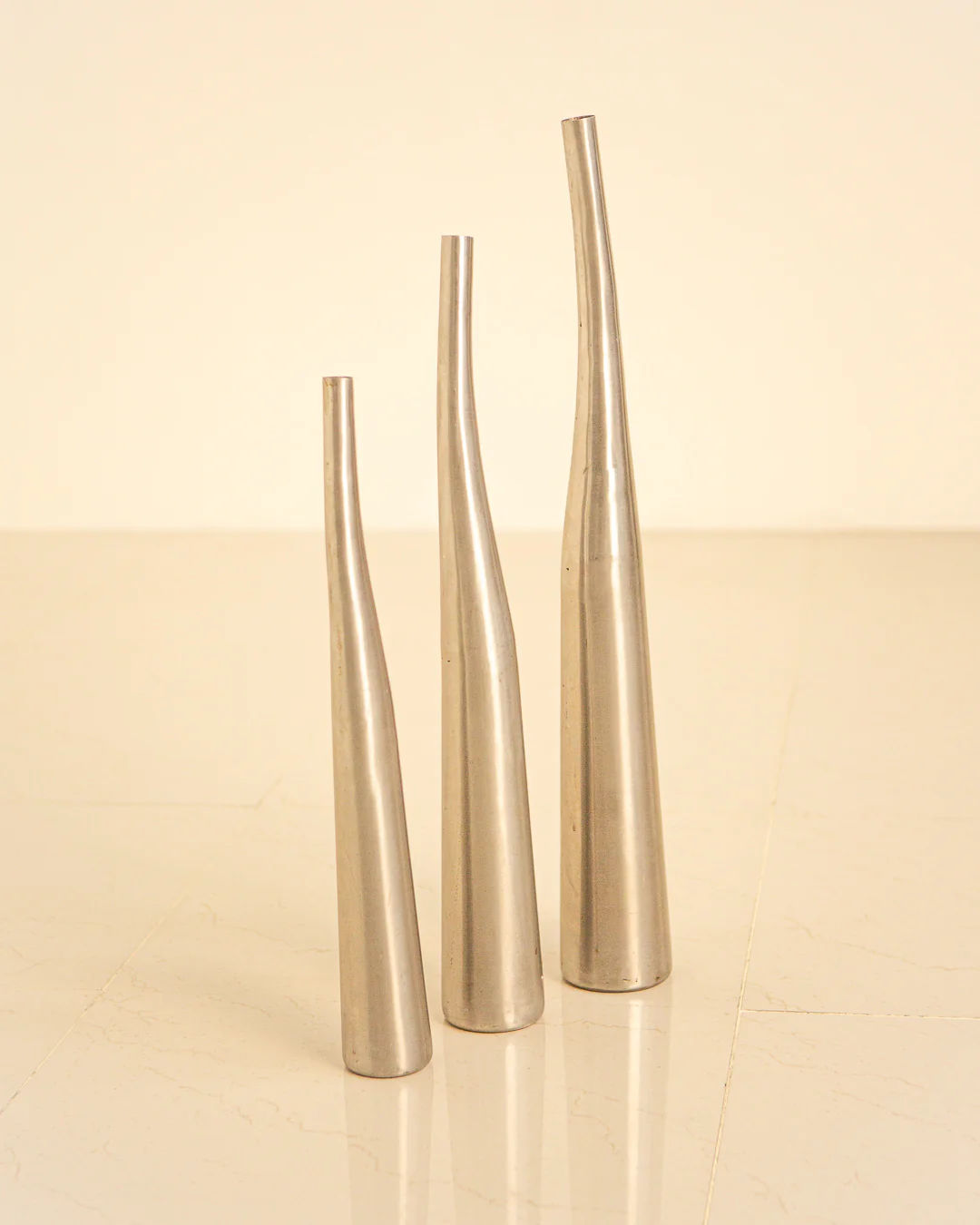 Set of 3 70's Italian floor vases in blue and green colors