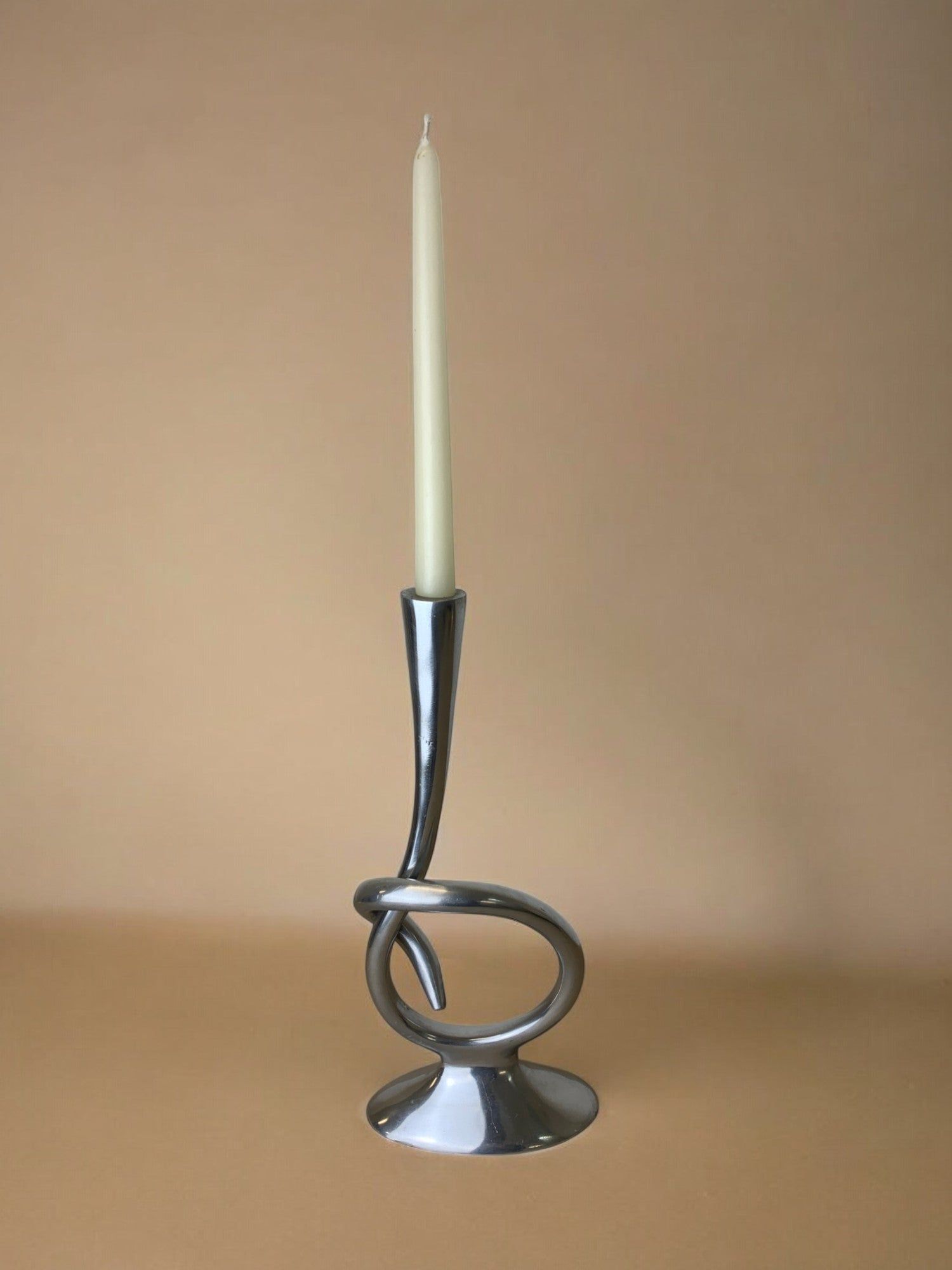 Biomorphic Candleholder, Solid Aluminum, Spain, 1970s