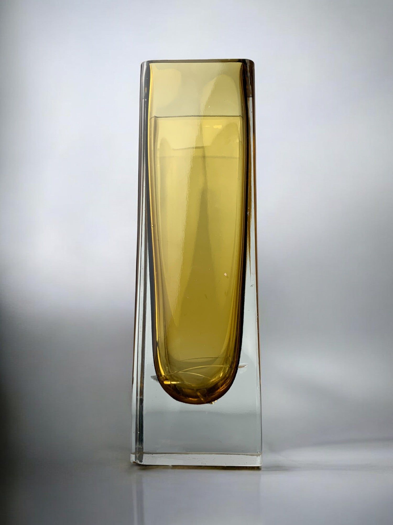 Vase Sommerso jaune, verre de Murano, Italie, 1970