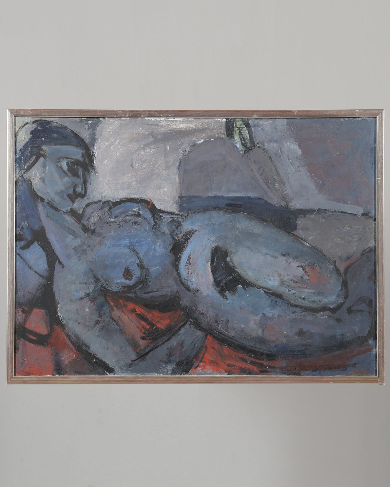 Grande huile sur toile par Stig Delang (1912-1995)