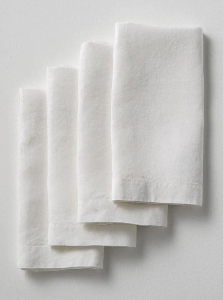 Napkins Set Of 4 Washed Linen Napkins In White 45x45 cm MOST