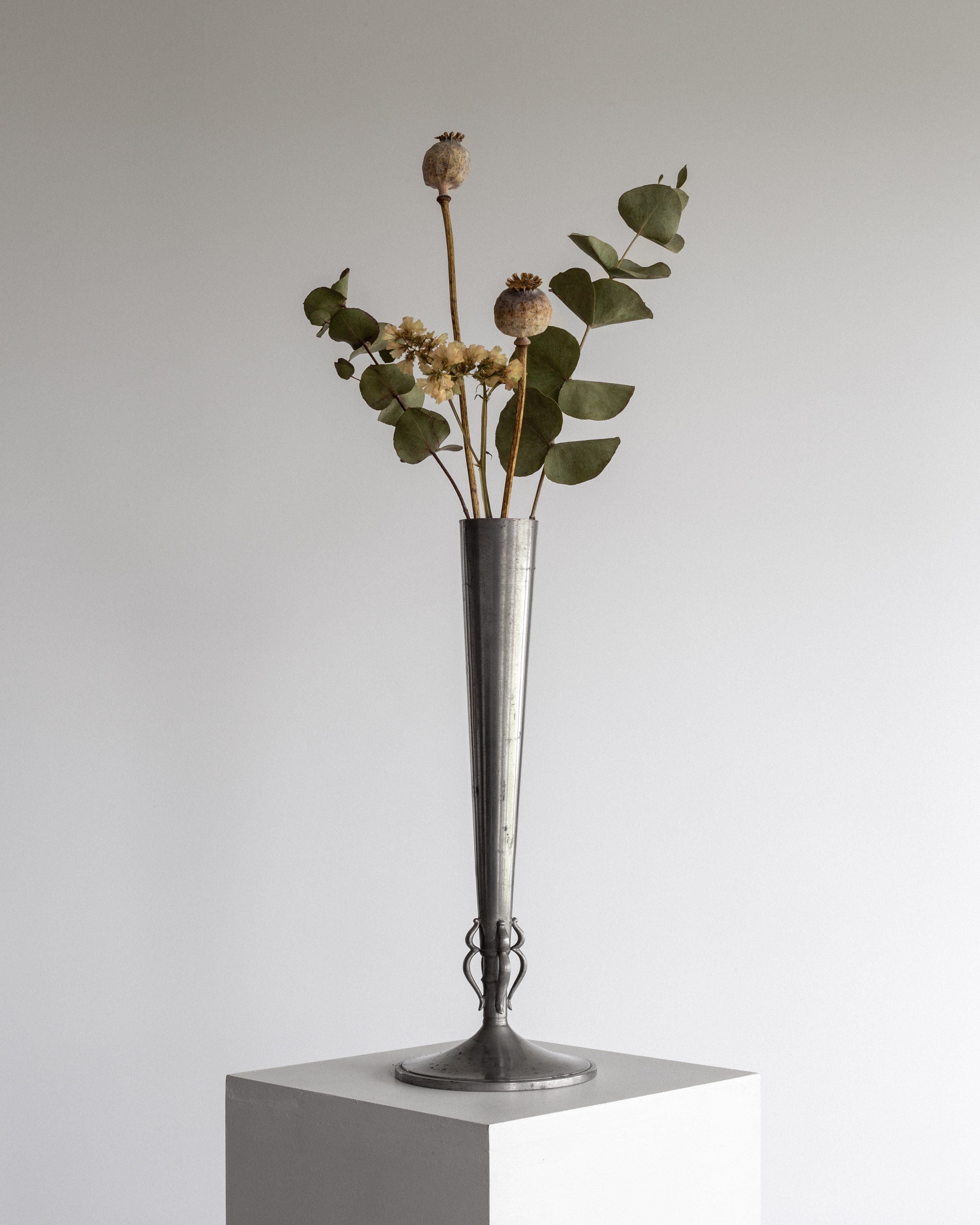 Art Deco Pewter Trumpet Vase, 1935