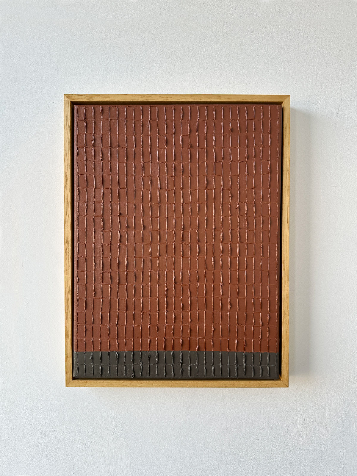 Framed terracotta and olive textured oil painting by Roi Elmaliah