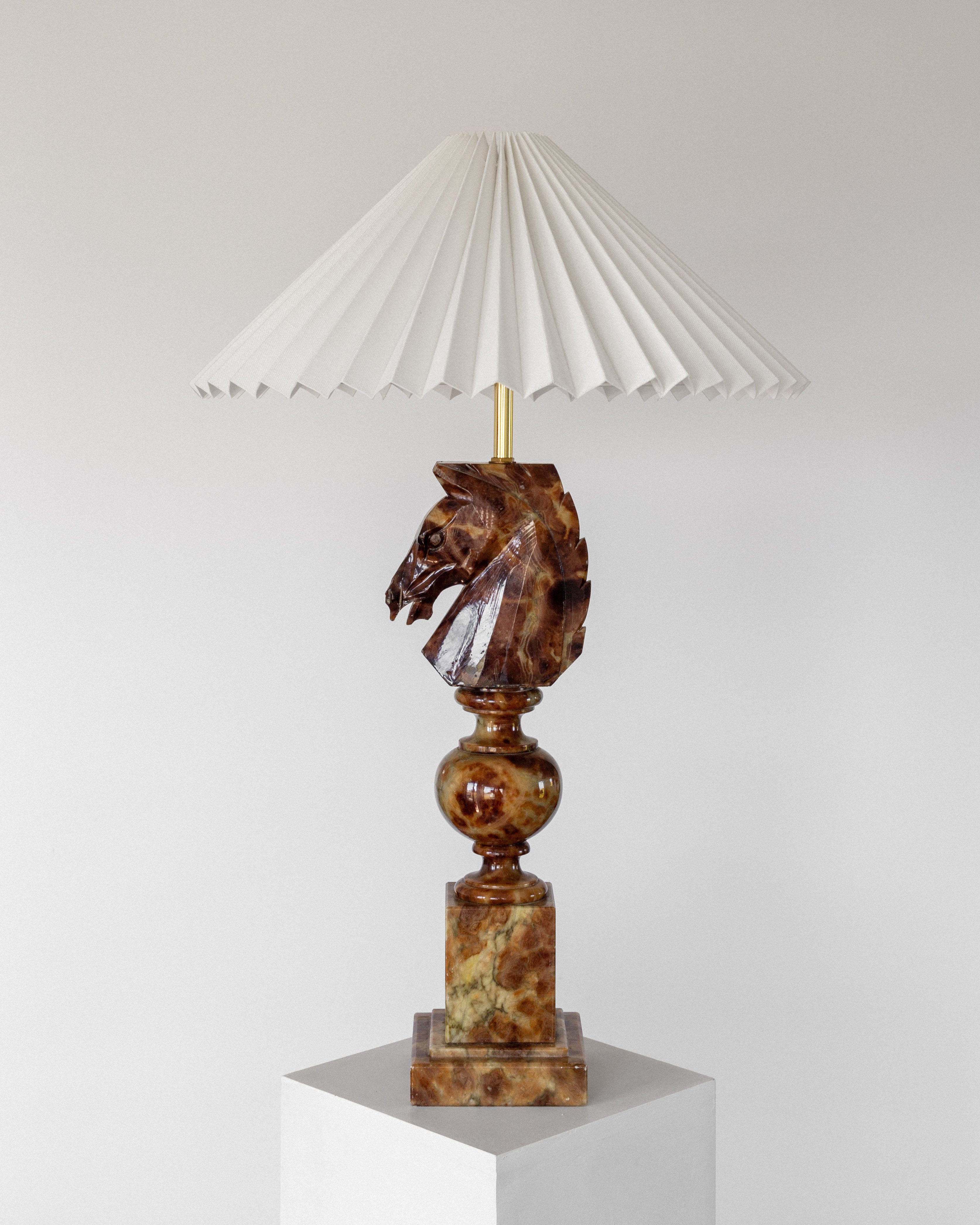 Italian Alabaster Chess Piece Table Lamp, 1970s