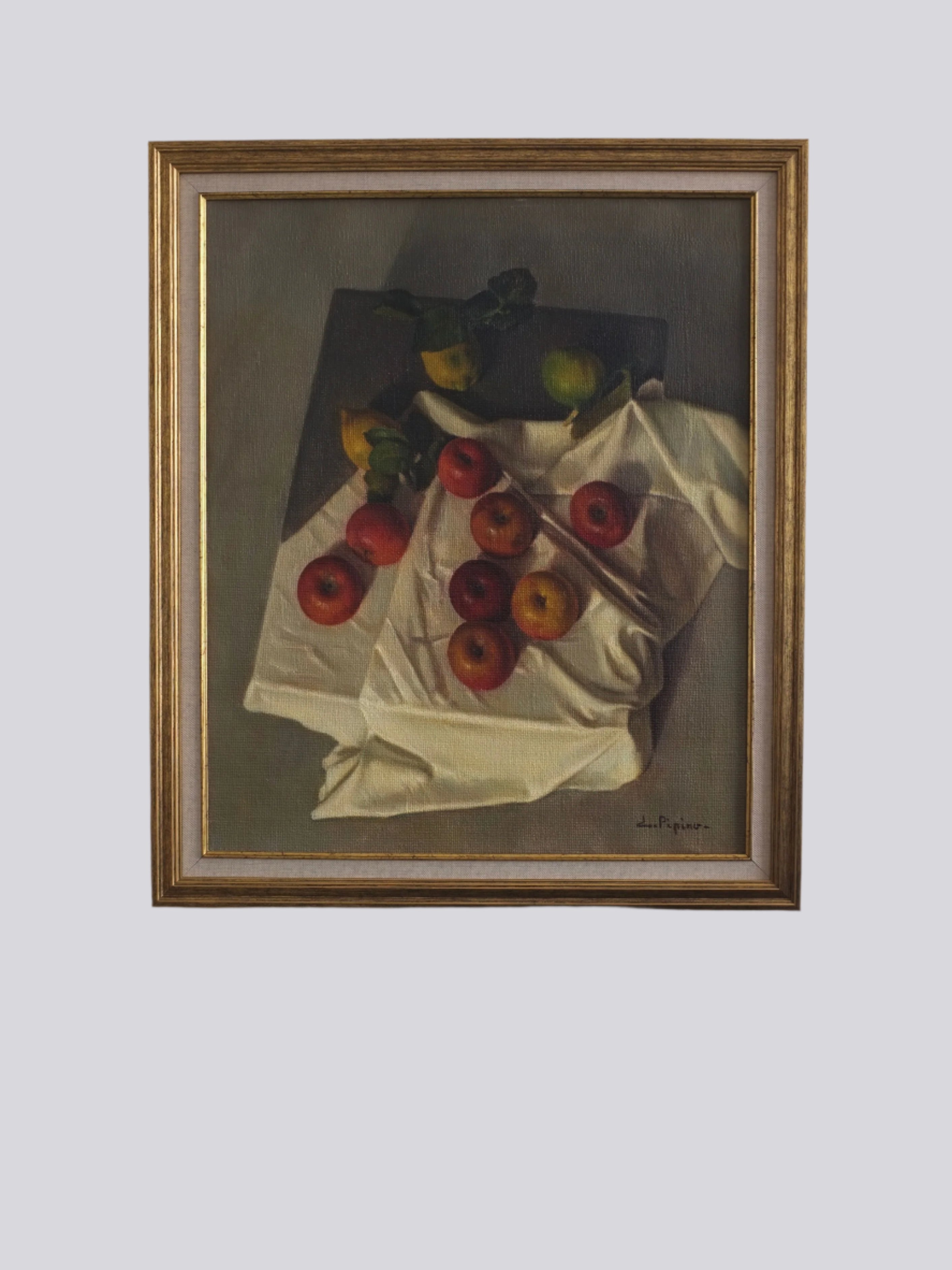Vintage Realism Still Life Oil Painting by Pipino, Italy