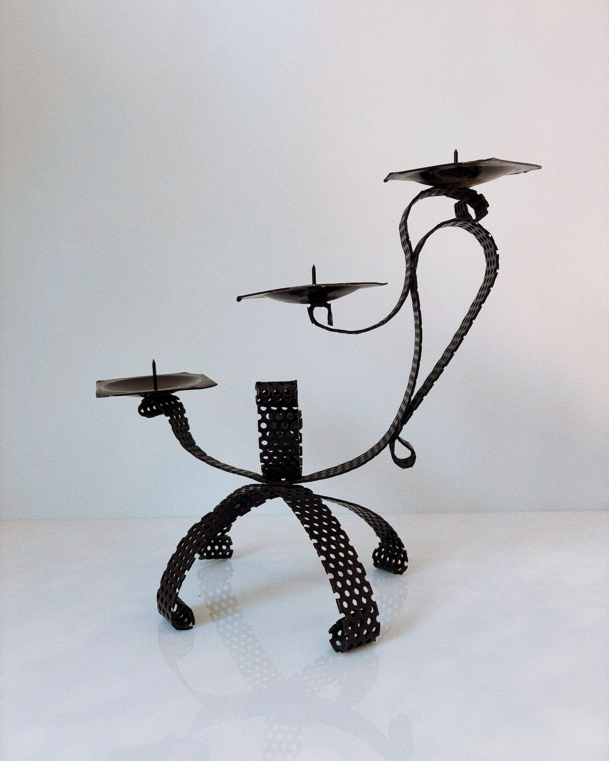 Handmade Metal 3 Arm Candleholder