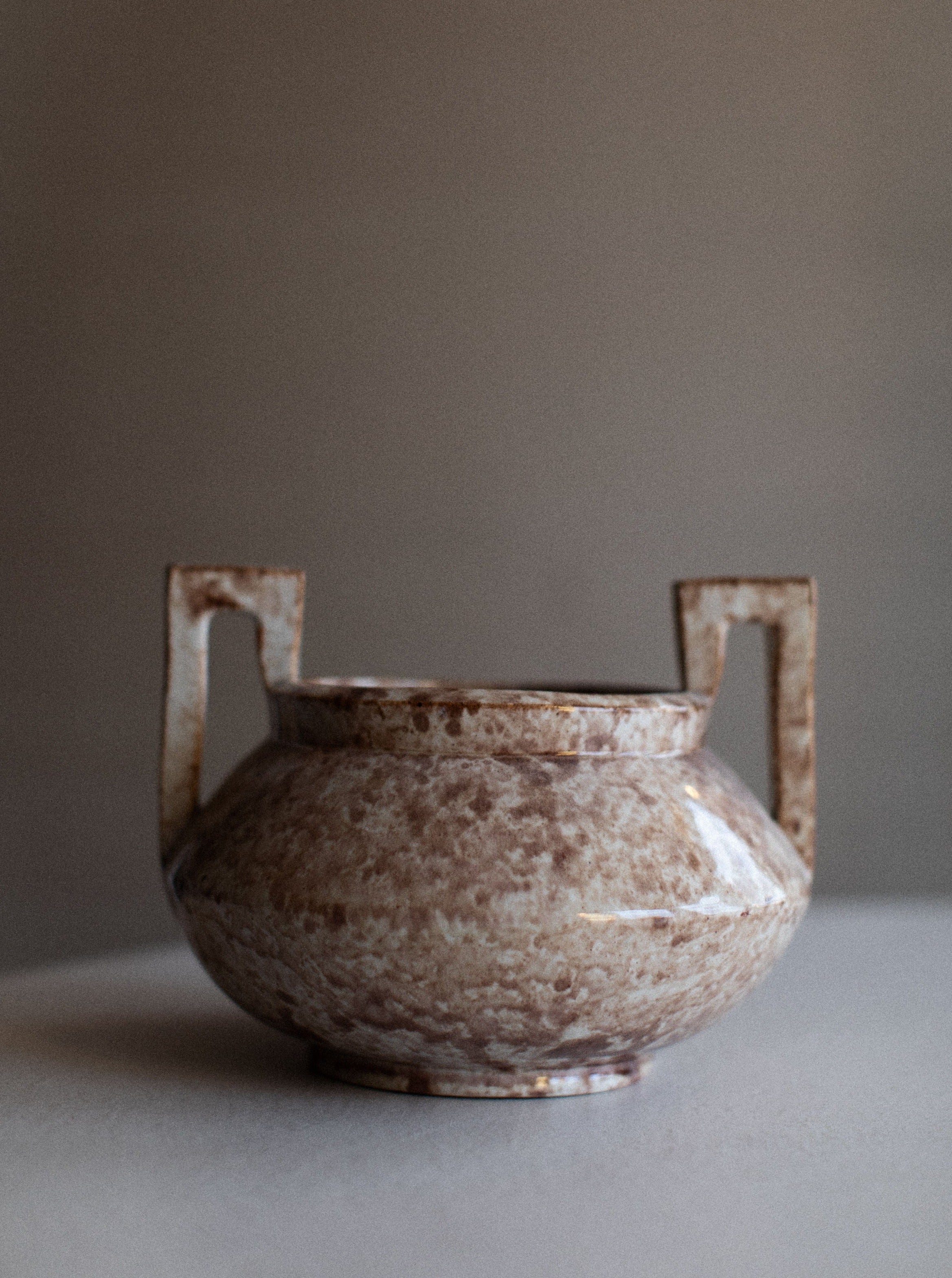 Beautiful vintage 1930's Höganäs Vase in earthy brown tones and unique shape