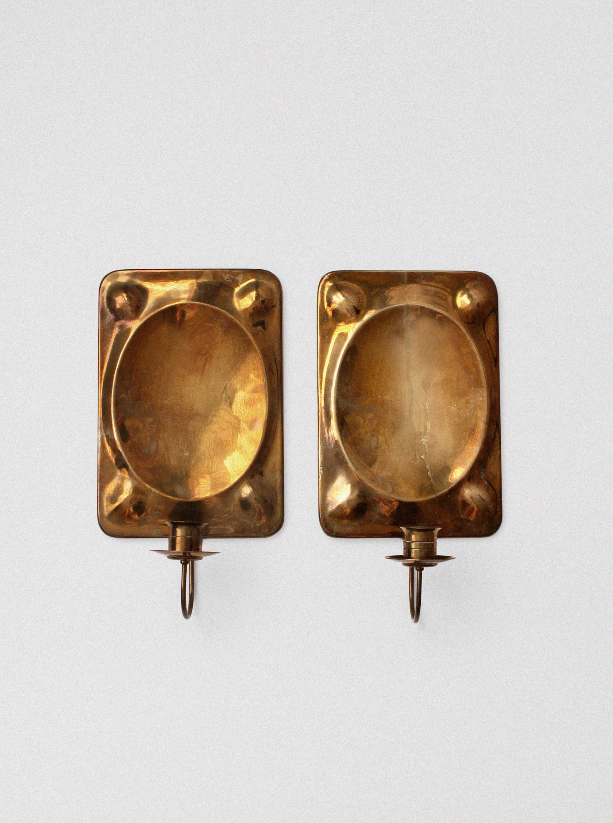 Pair of Brass Wall Candle Sconces