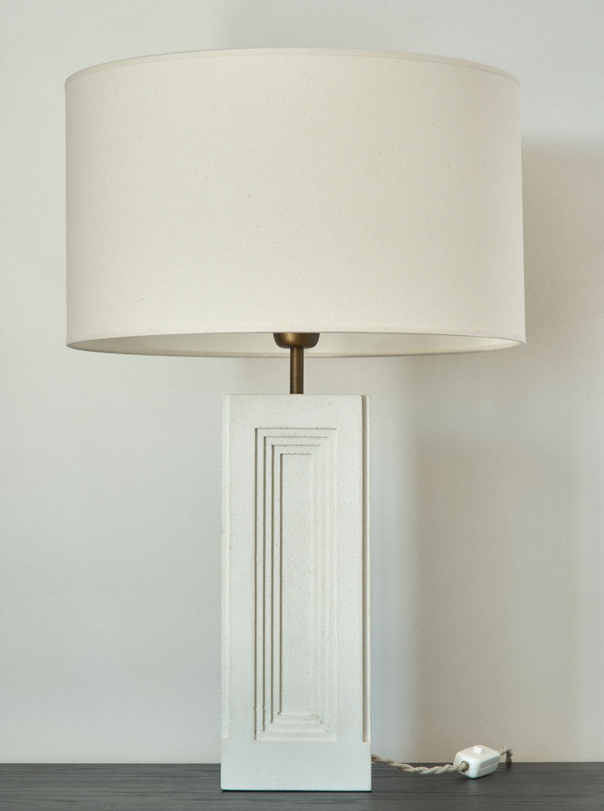 Nini Lamp by LESAIN | The Oblist — handcrafted concrete base, white shade