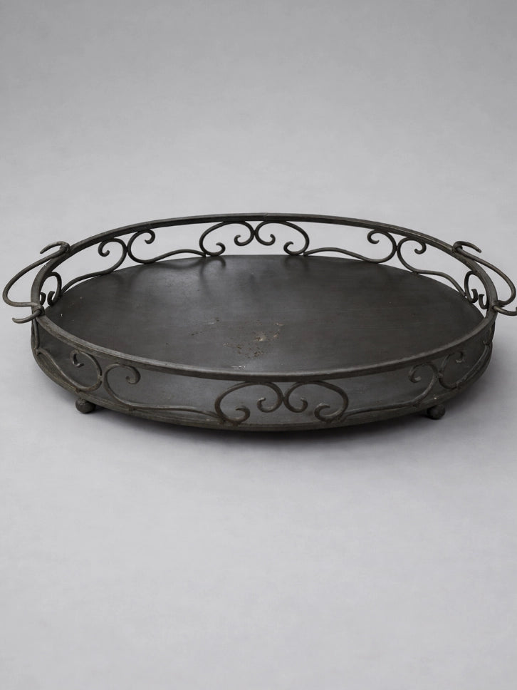 1960s French Vintage Metal Gallery Tray — detail view