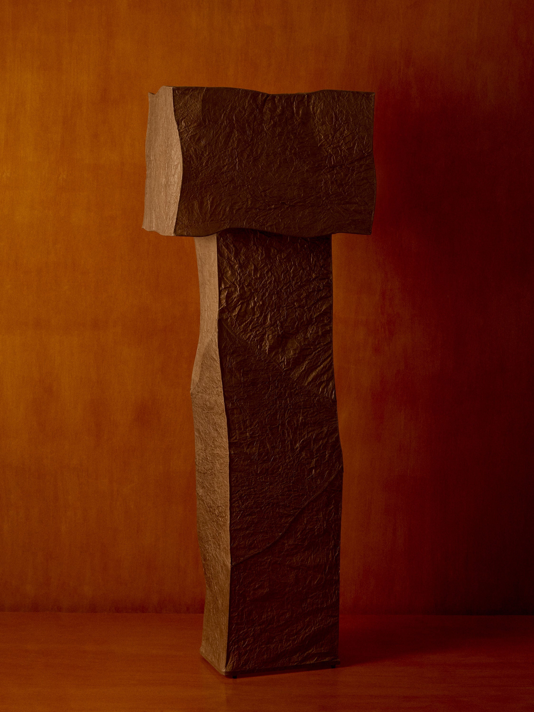 Dolmen' Paper Floor Lamp by Findere | The Oblist — handcrafted paper, warm tones