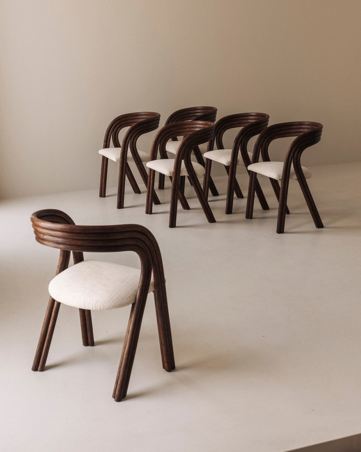 Sculptural Set of Six Dining Chairs by Axel Enthoven for Rohé, 1980s — detail view