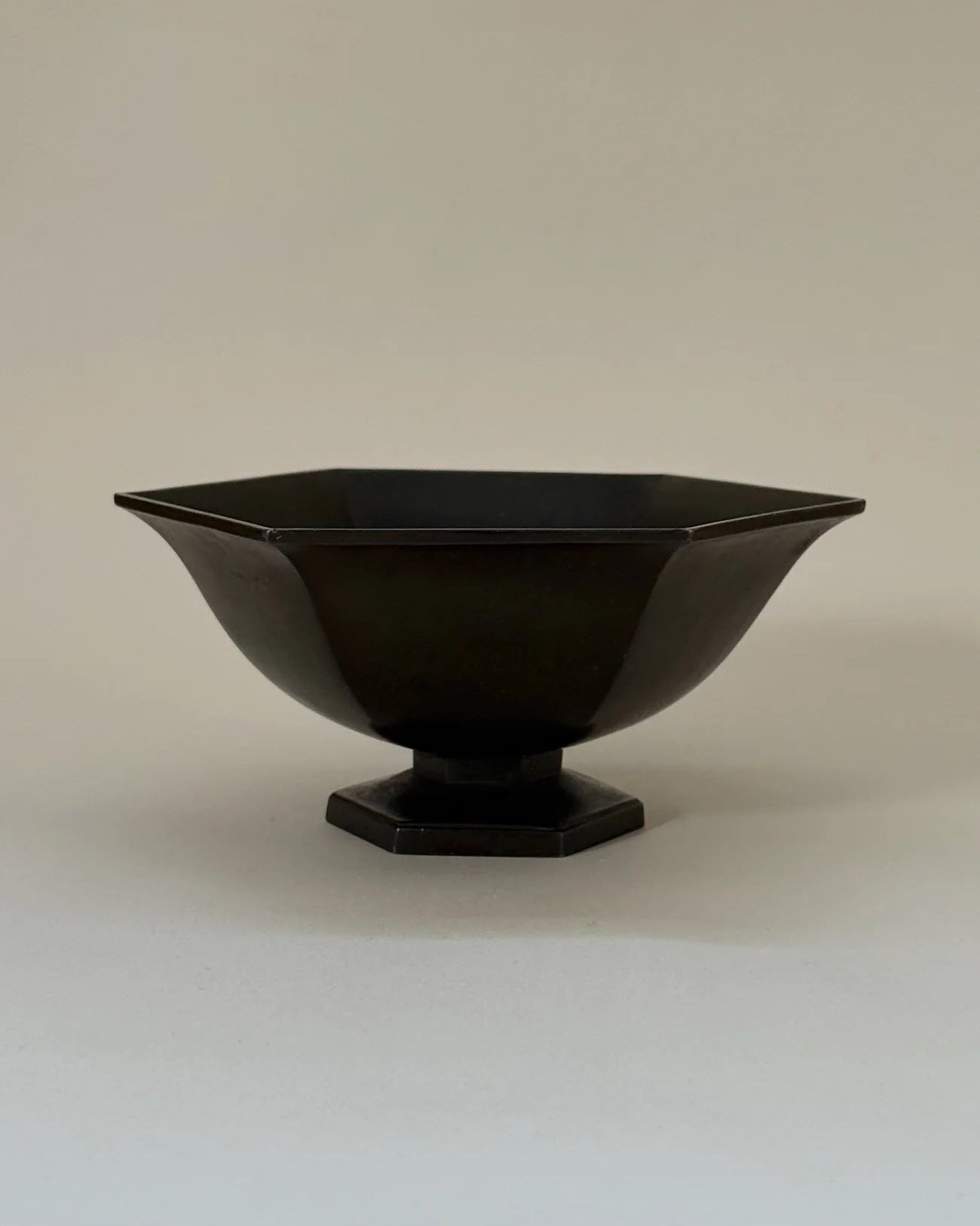 Hexagonal Just Andersen Bowl in Disko Metal by Galerie Storm | The Oblist — handcrafted black metal design