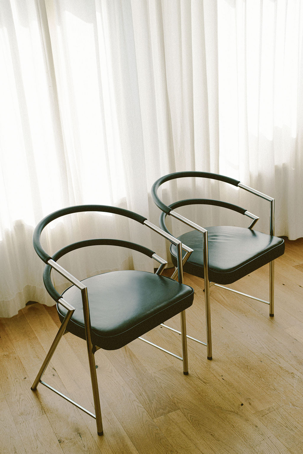 Modernist Chrome Armchair in Leather by Arcā Collections | The Oblist — leather seat, chrome frame