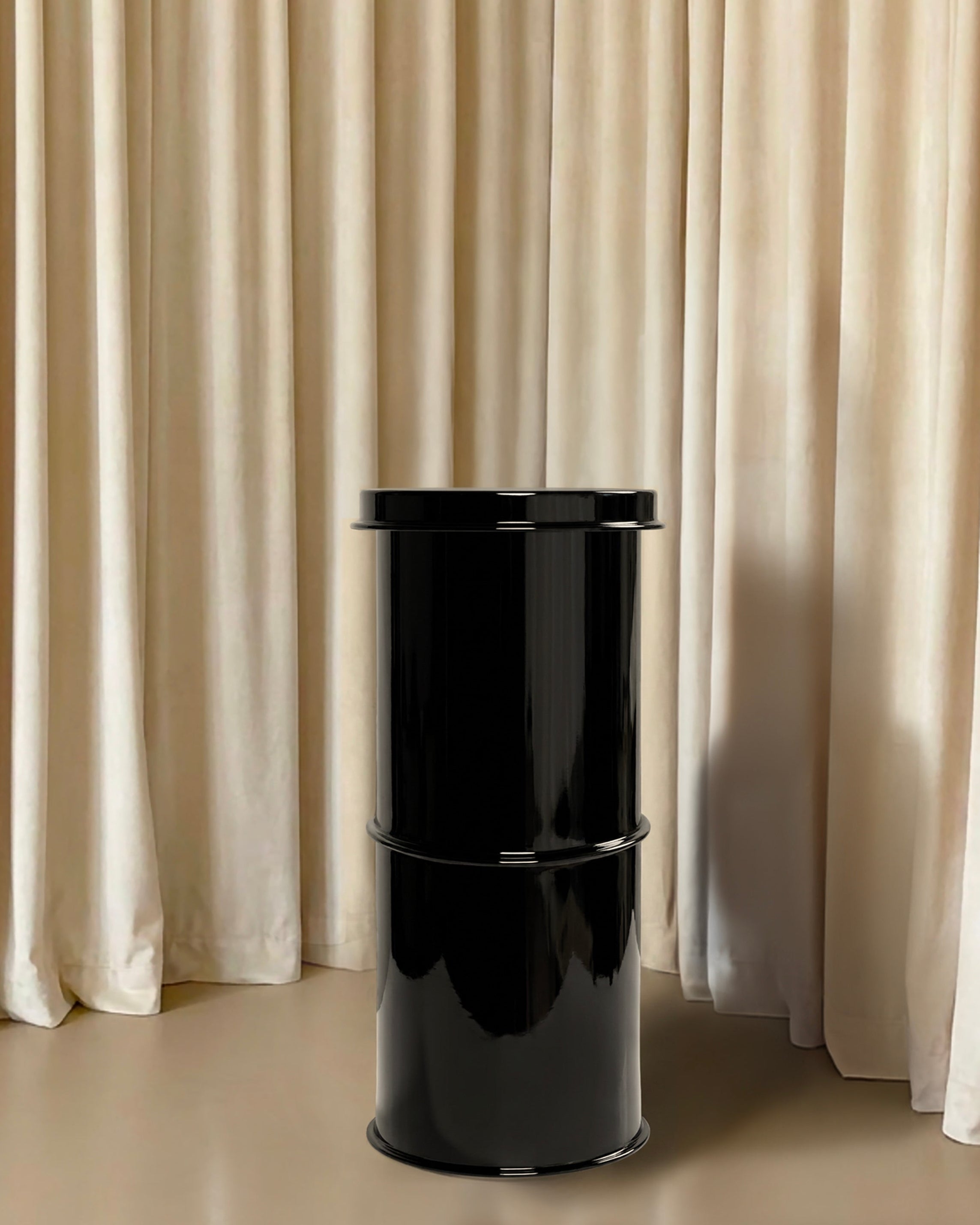 Contemporary End Tables - Modern Cylindrical Glossy Black Pedestal by CASPAL | The Oblist