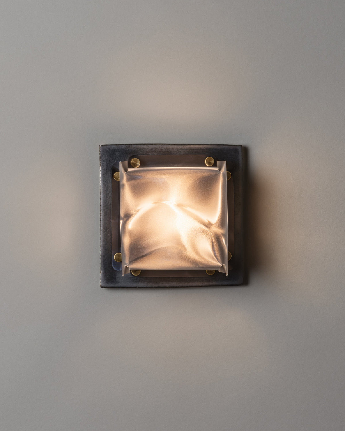Field Square Mini Sconce, Graphite / Moire — detail view